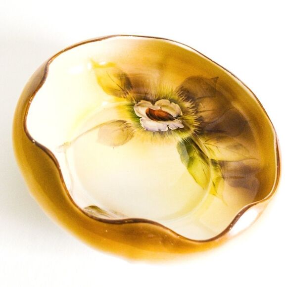 Antique Nippon Noritake Hand Painted Chestnut Bowl - Picture 8 of 10